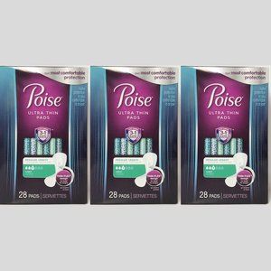 Lot of Three Poise Ultra Thin Pads Light 28 Count Each (84 Pads Total)
